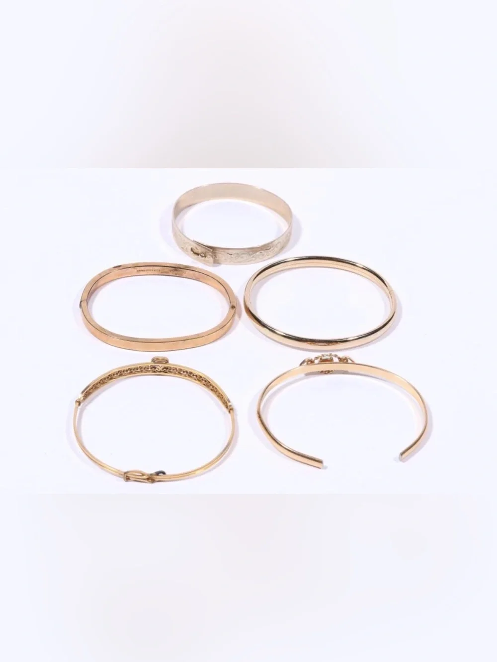 Vintage group of gold filled baby bangle and cuff bracelets including Krementz